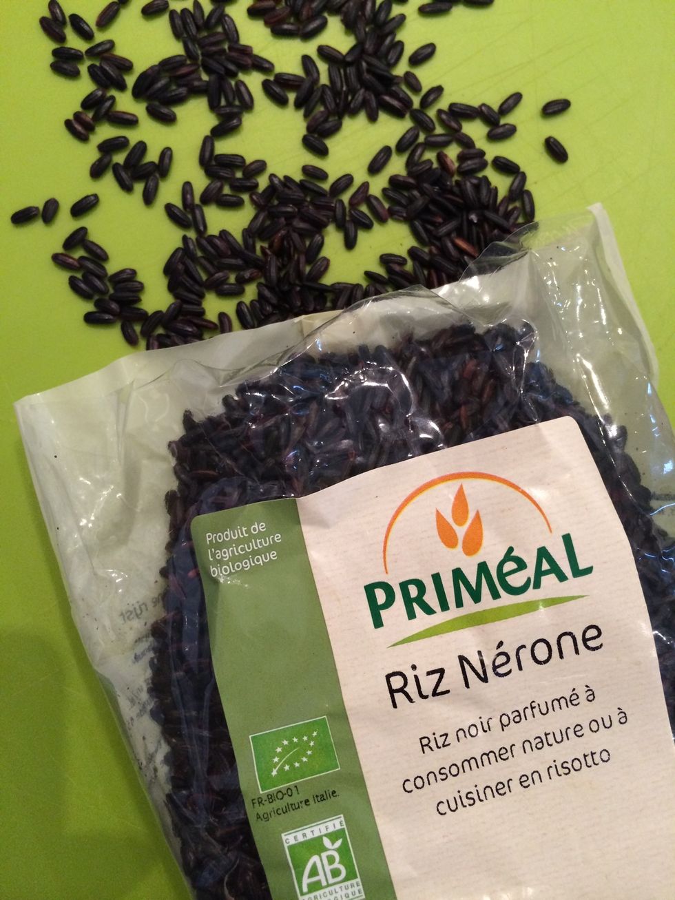 The black rice before cooking. It is sold also under the name forbidden rice