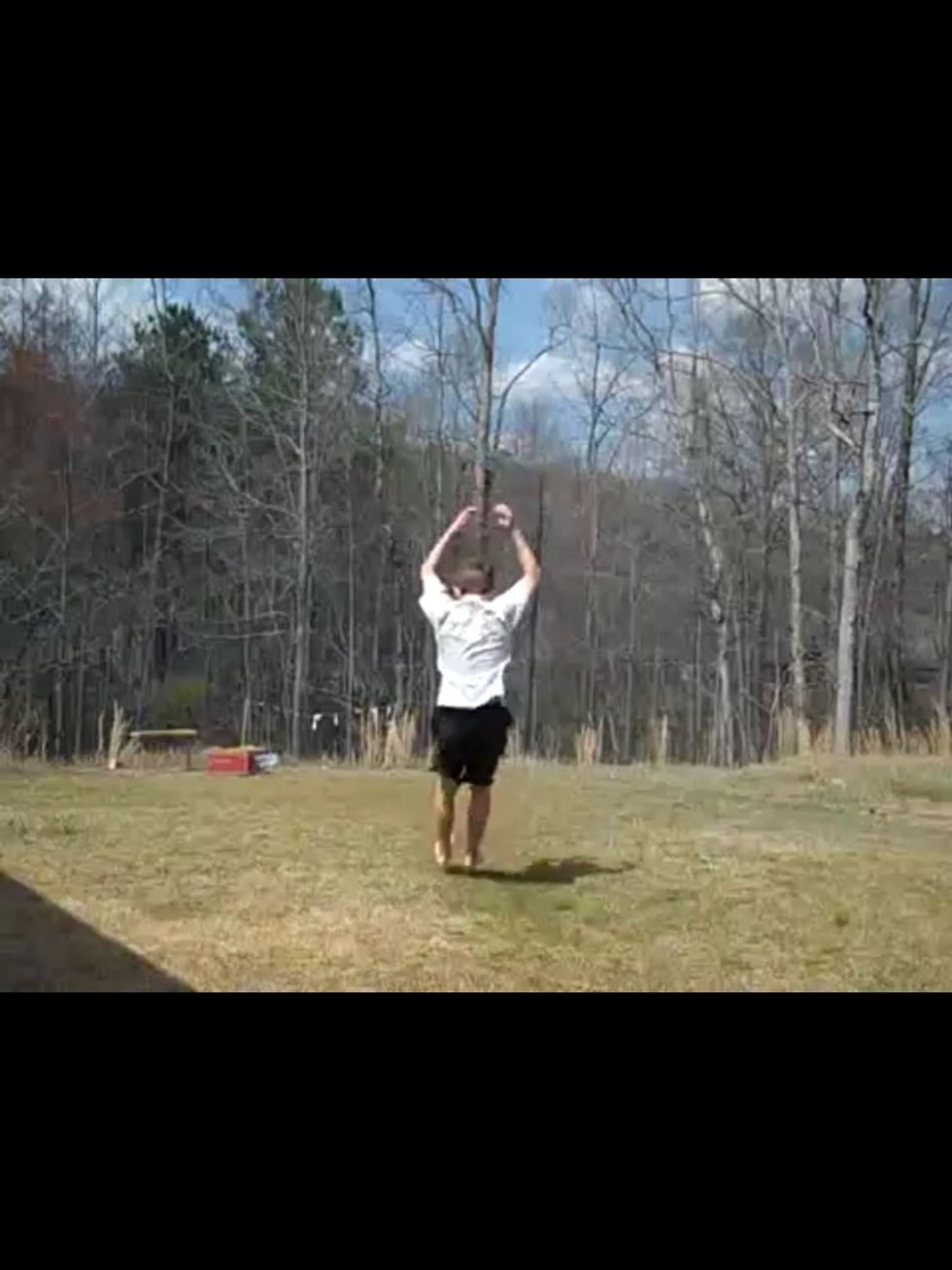 The block: it is crucial that you understand blocking. Notice how when I jump, I reach my feet out in front of me to change my momentum front going forwards, to going straight up. Have hands up too!