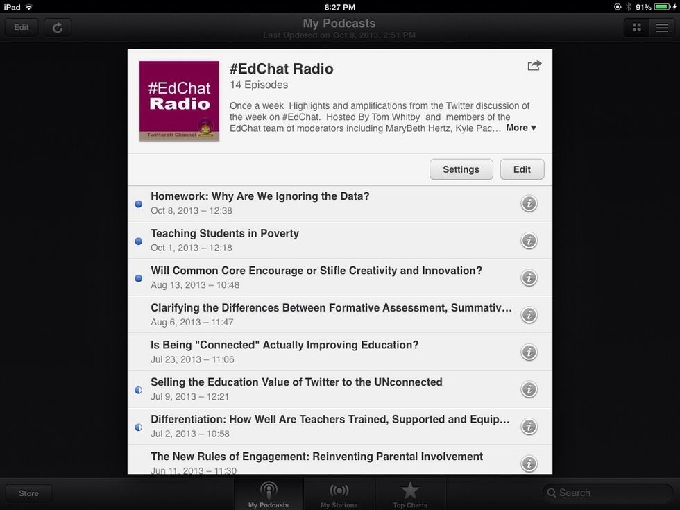 The blue bubbles indicate which episodes are 'new' for me that I haven't listened to yet.