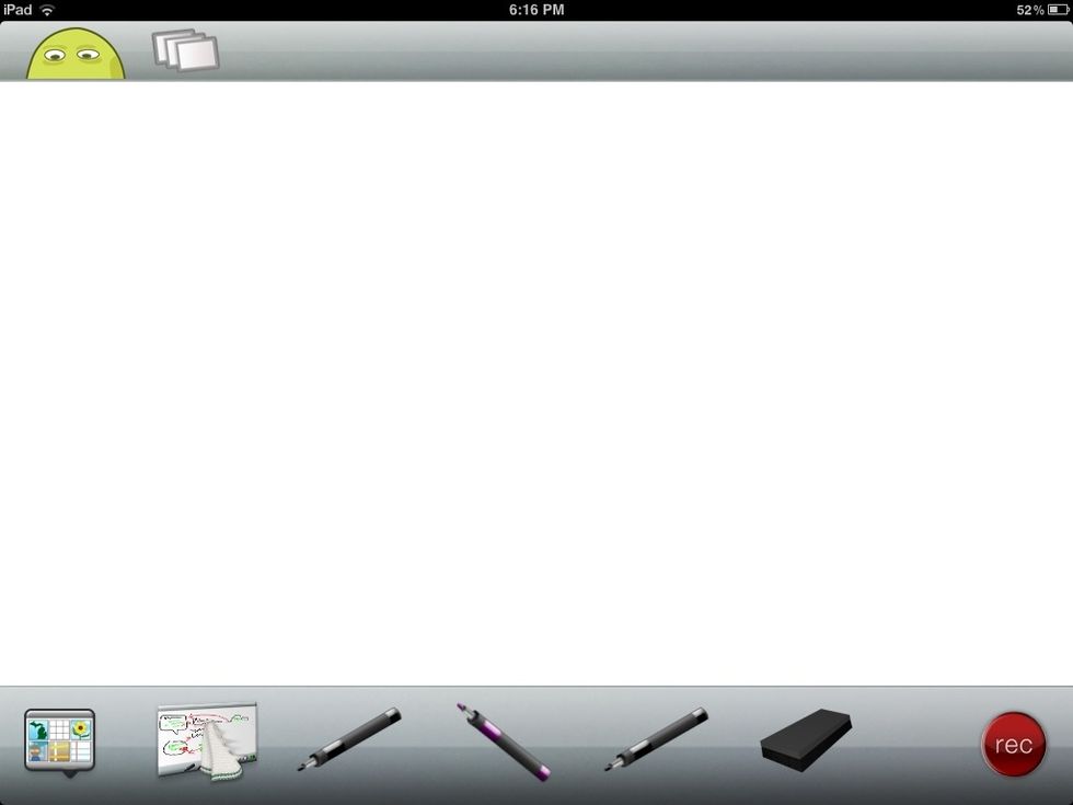 The board has five basic options. Starting at the bottom left is the change background option. You can add JPEGs / PDFs onto the board. The second icon is to clear the board.