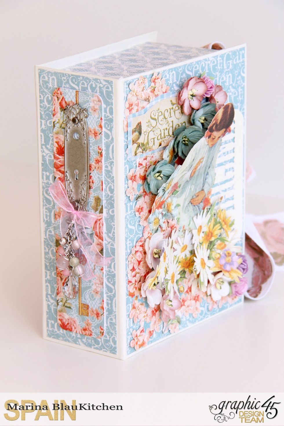 The Book Box decorated with Graphic 45 Secret Garden Deluxe Collector's Edition.
