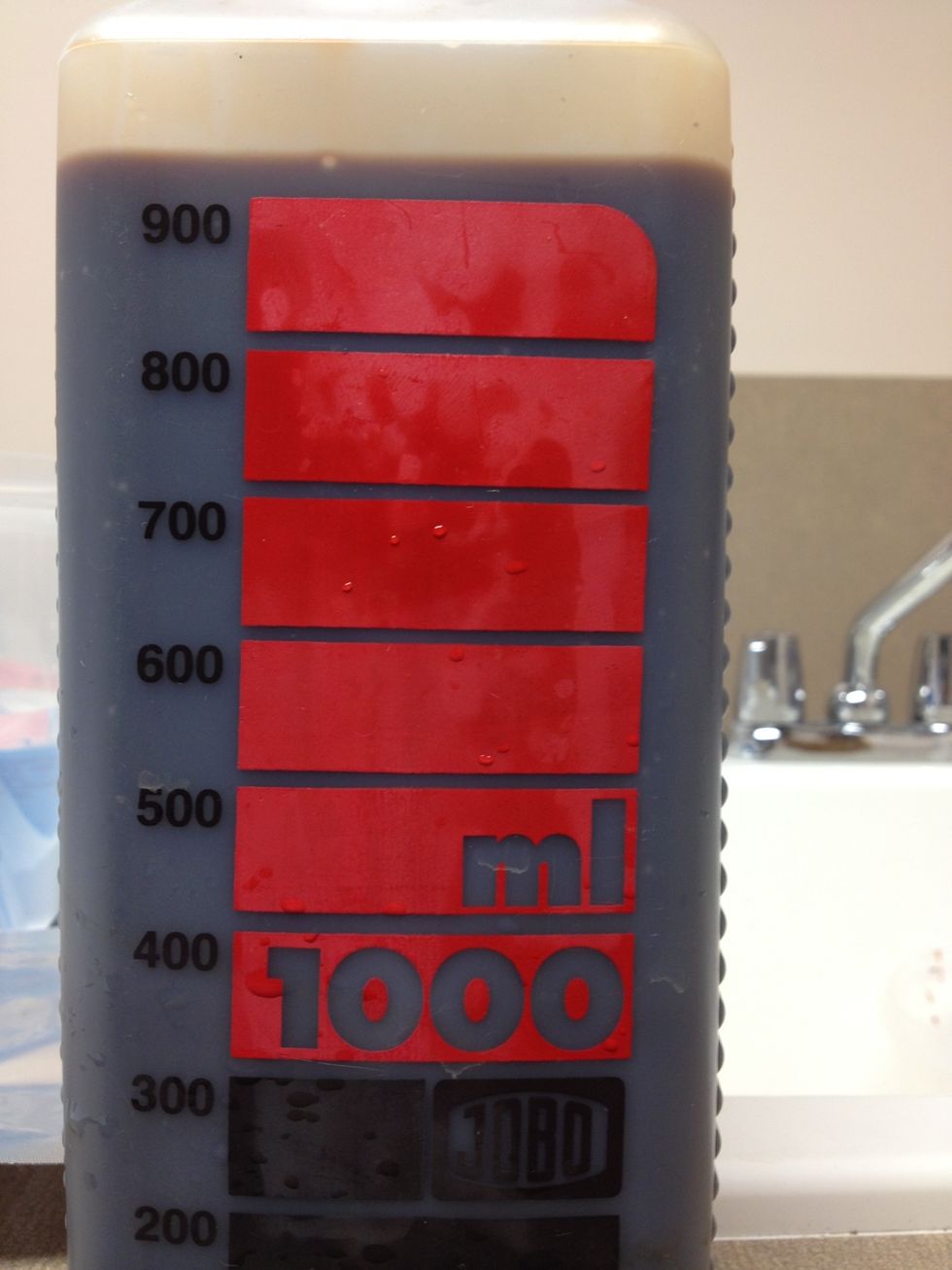 The bottle is filled to just over 900ml after adding the Blix.