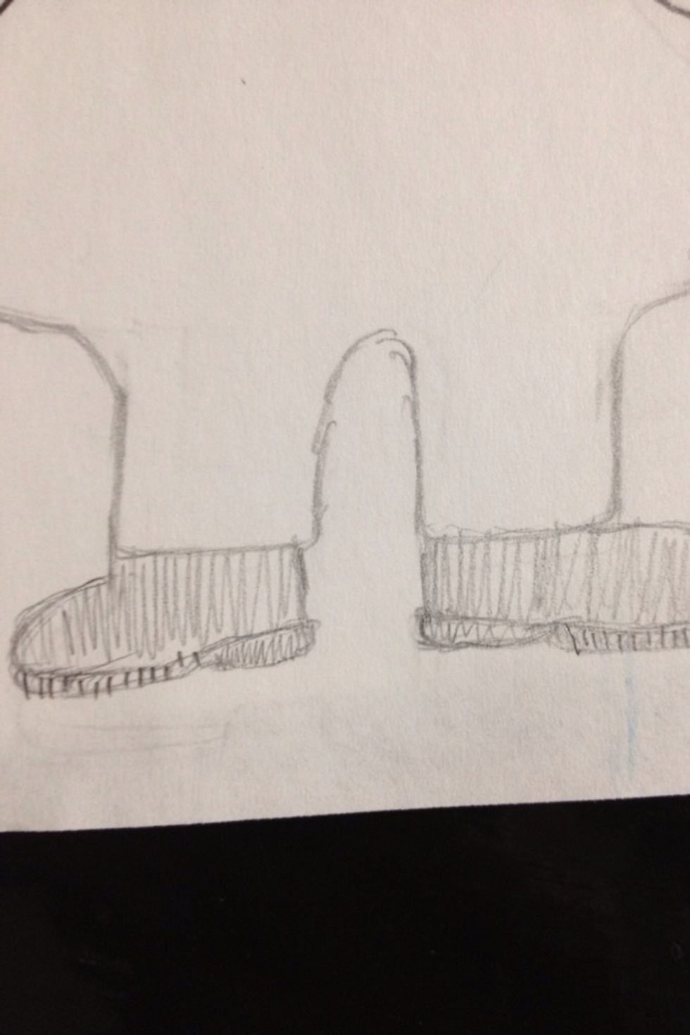 The bottom thin parts of the boot have lines going up and down and the boots are shaded