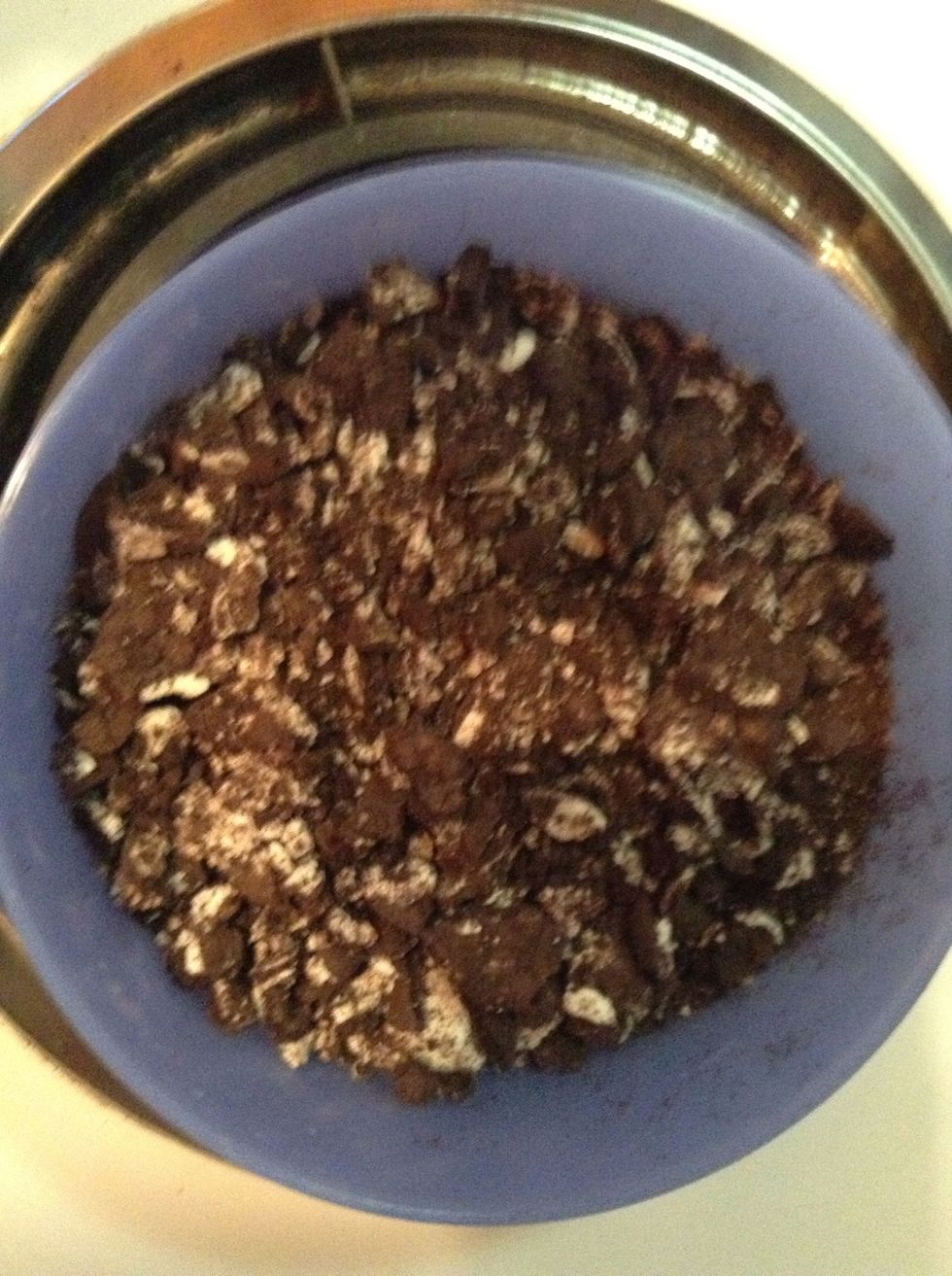 The bowl of crushed Oreos.