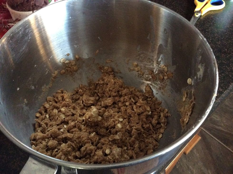 The brown sugar, oatmeal and butter topping.