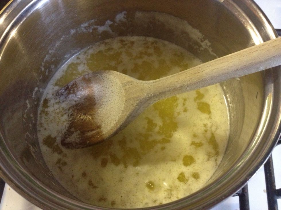 The butter is melted and ready to combine