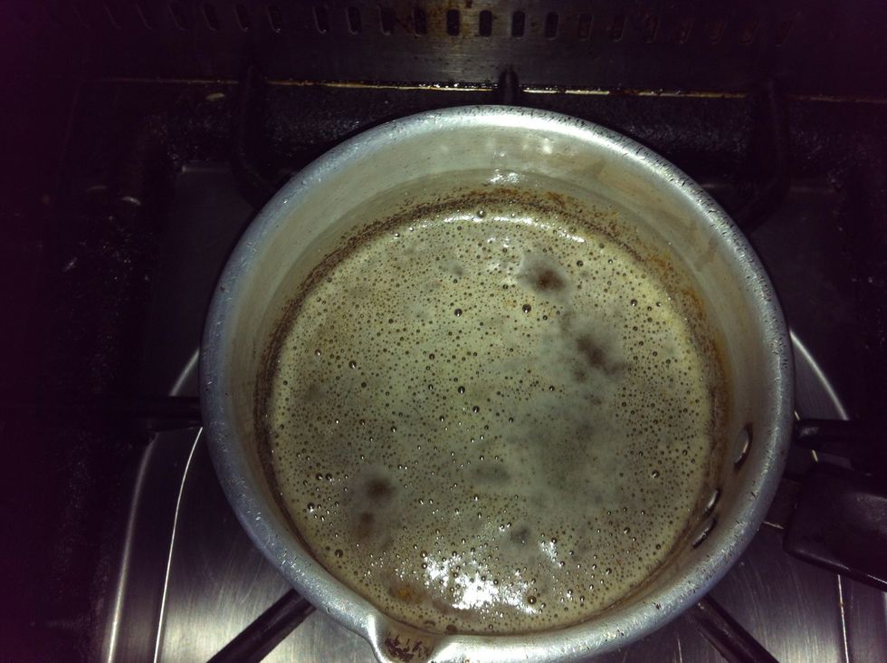 The butter is now browned and foamy.