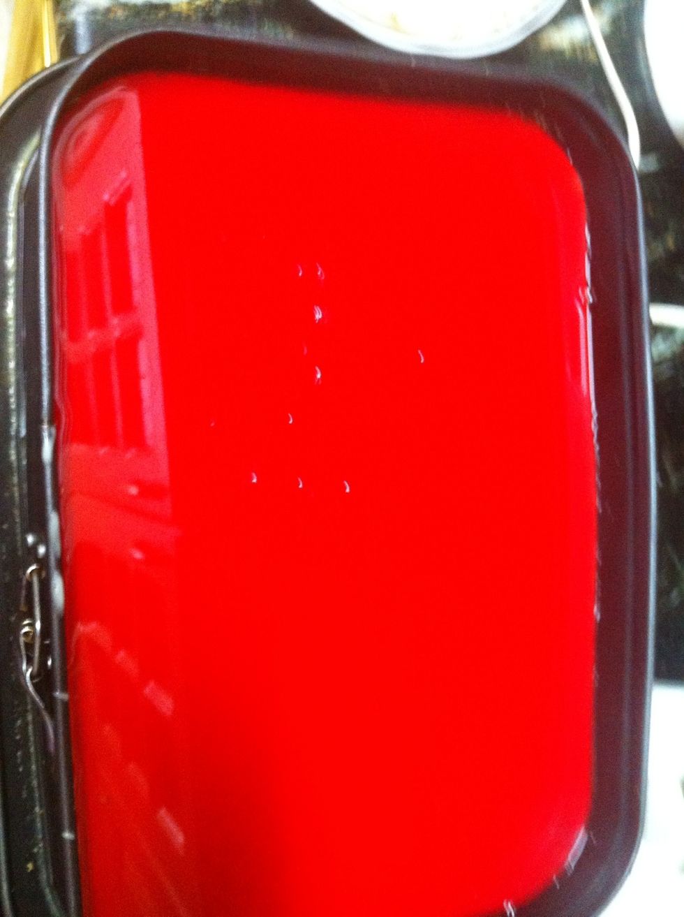 the cake is cooled and the jello is cooled pour the jello over your cake and into the fridge again it will take less than an hour and u will be ready