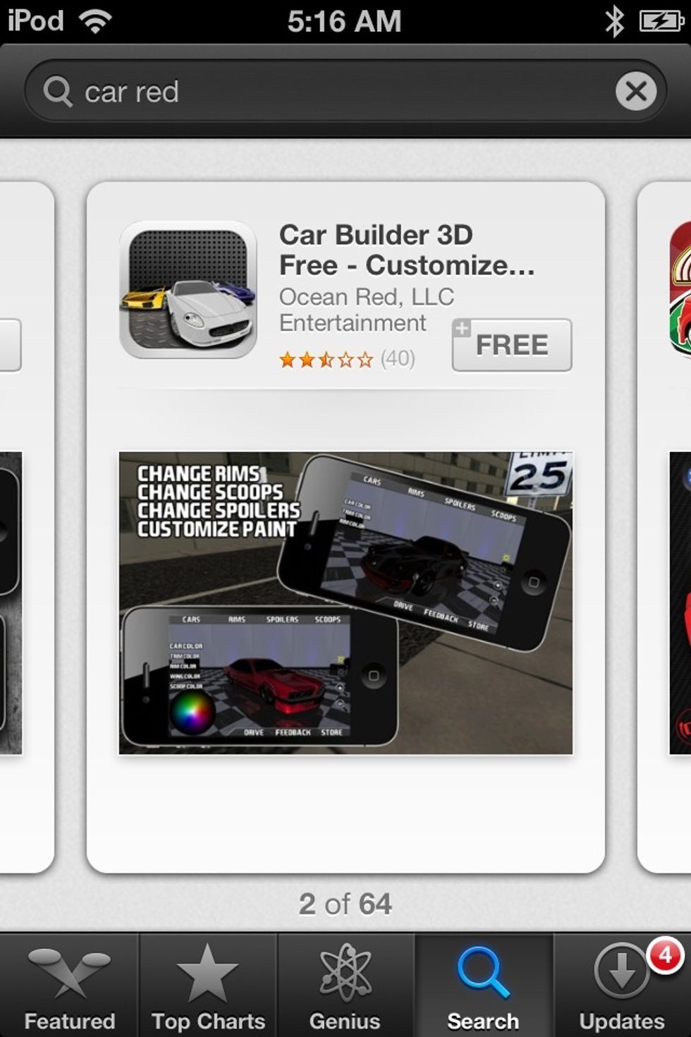 The CAR BUILDER 3D game is the second app listed.