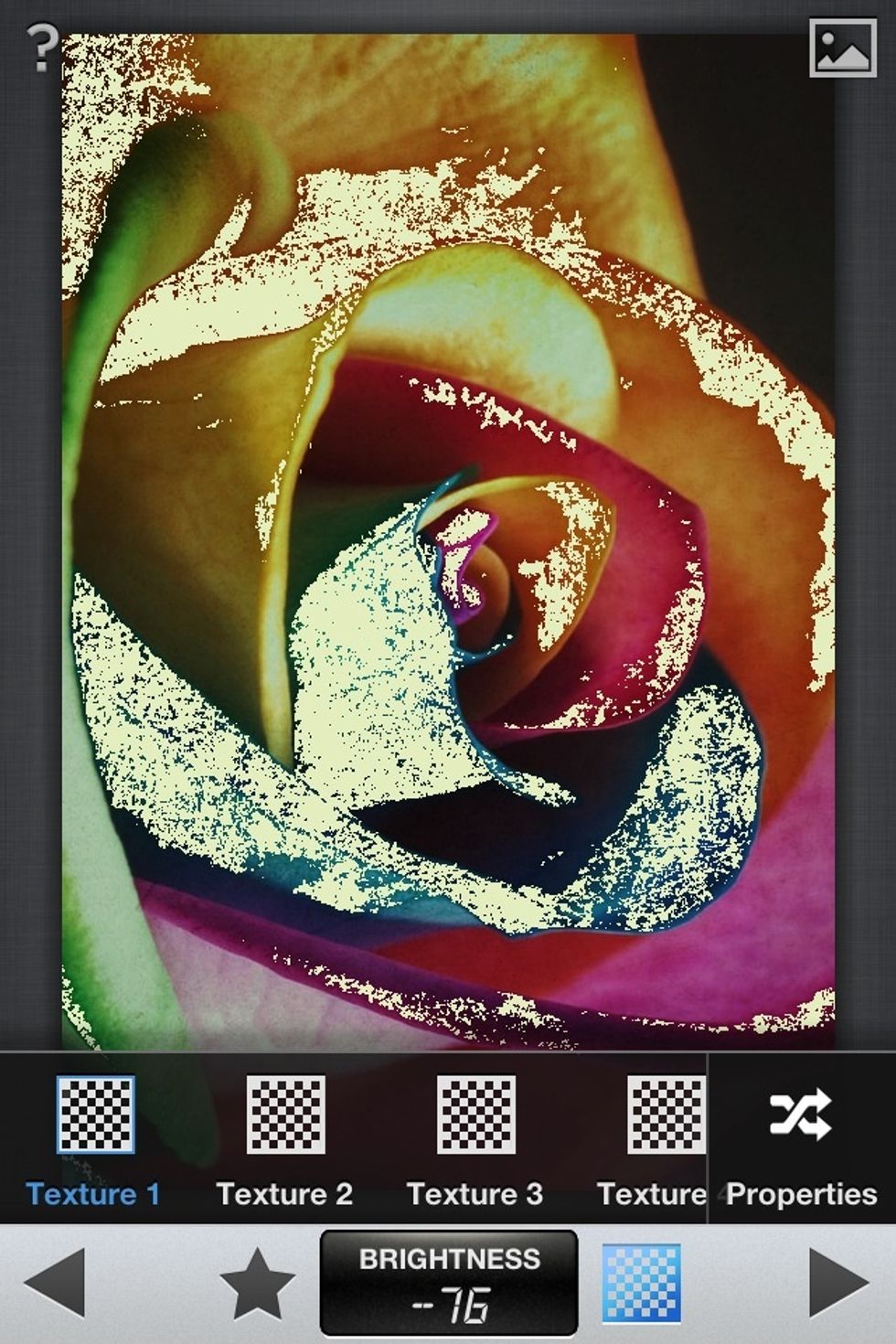 The checkerboard opens the texture menu.
