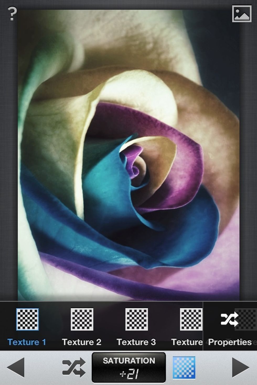 The checkerboard opens the texture menu.