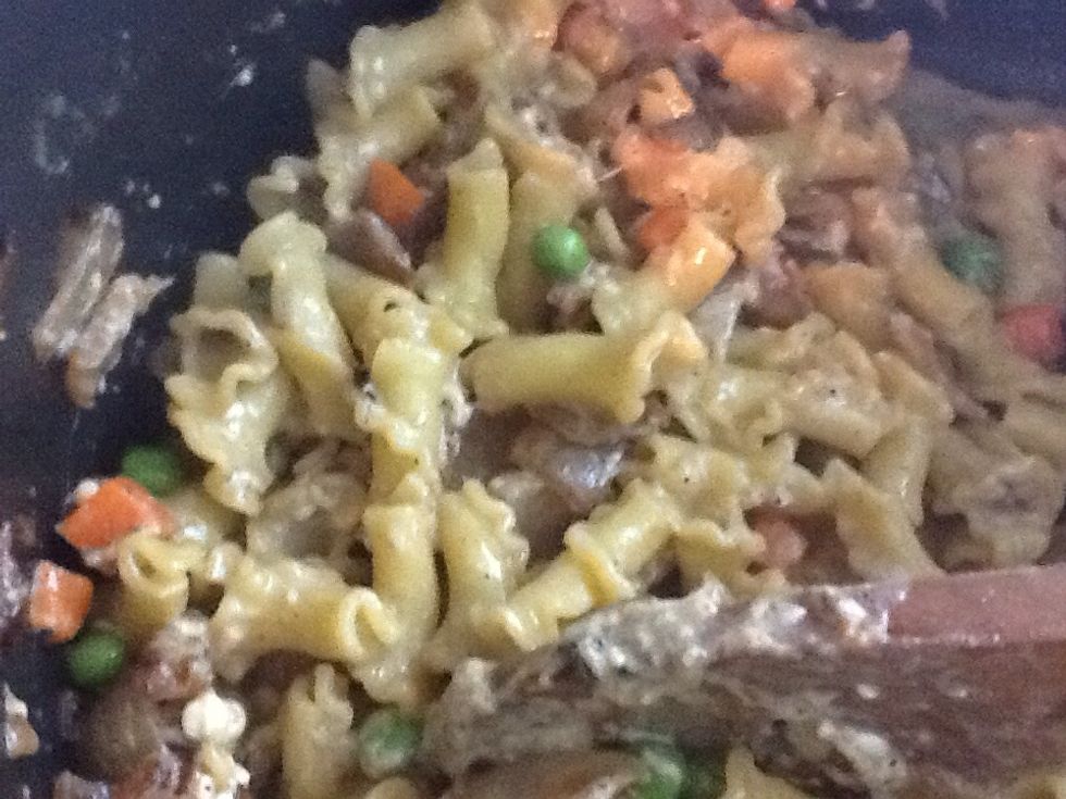 The cheeses has melted. Smells so good!