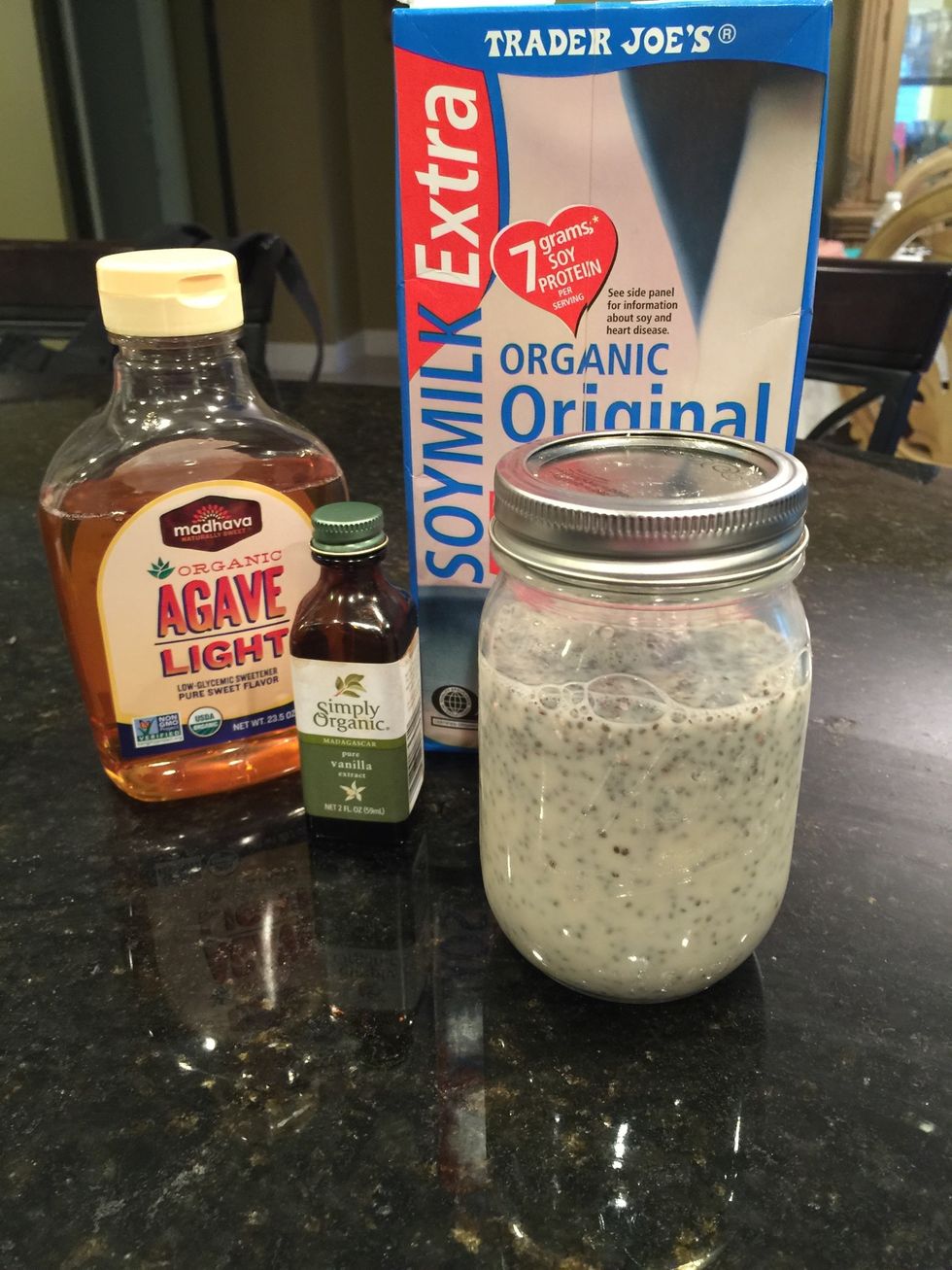 The Chia seeds will absorb all the liquid and enlarge. Creating a pudding like consistency.