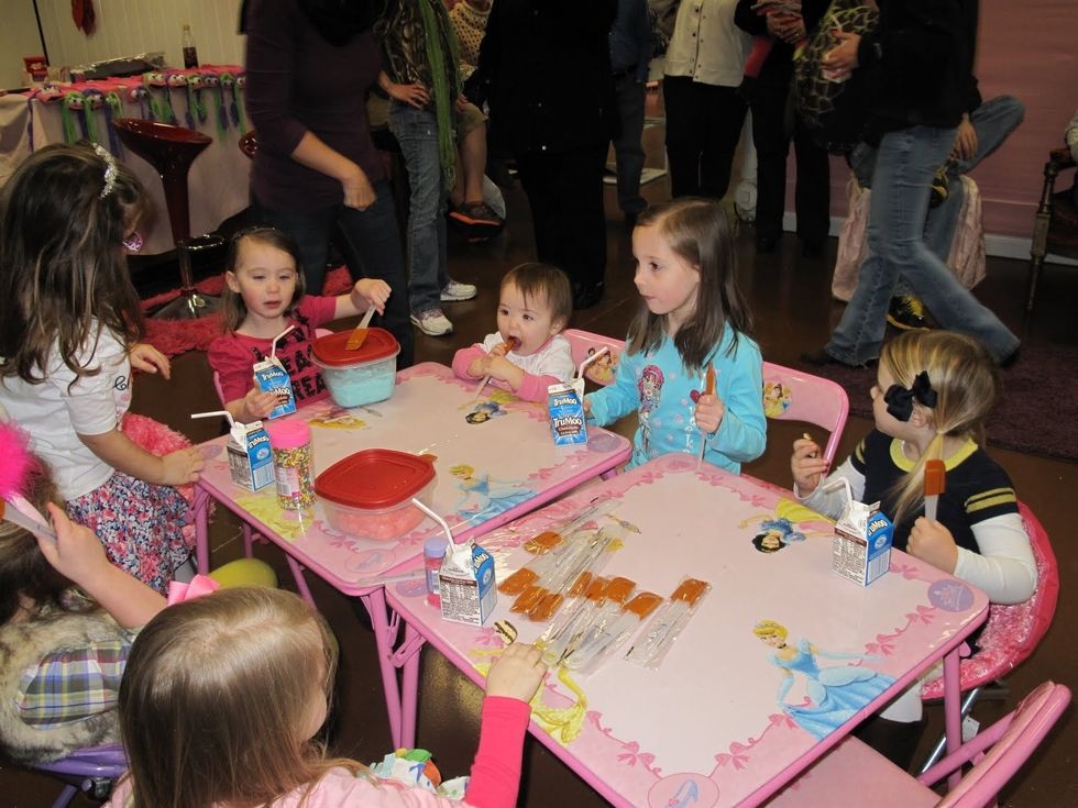 The children enjoyed decorating cupcakes.  When they first arrived the tables had coloring sheets (Internet downloads) and individual boxes of crayons from Walmart.