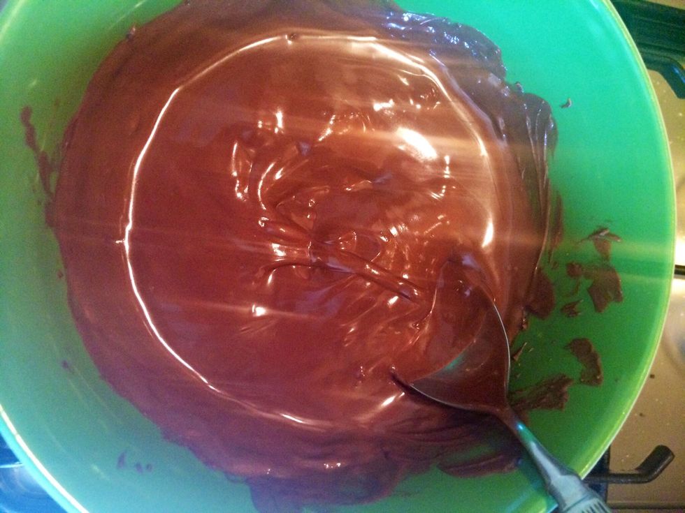The chocolate should be melted and smooth.