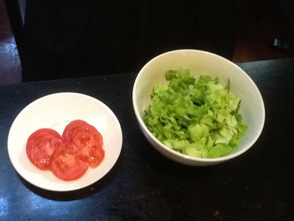 The chopped up lettuce and tomato