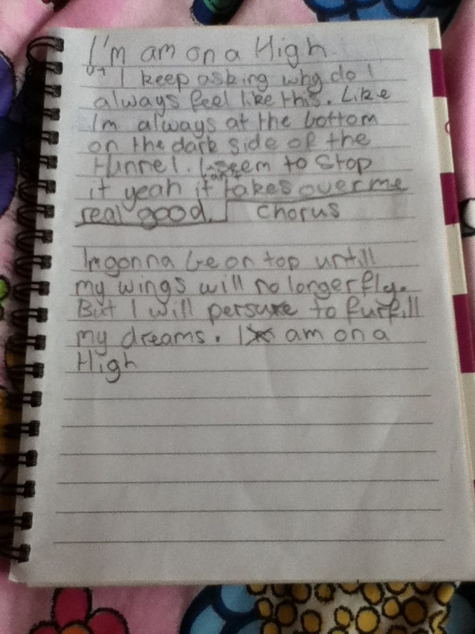 The chorus should be about the bright side of things. Don't worry if you make a mistake.