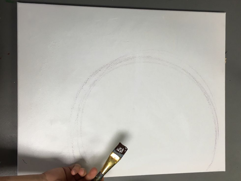 The circle needs to be large and hanging off the canvas.