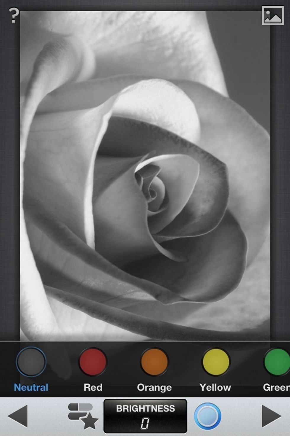 The circle opens the colored menu, darkening that specific color.