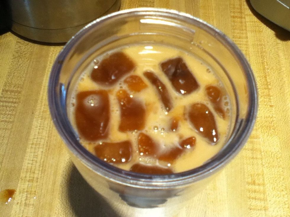 The coffee cubes keep your iced coffee from watering down. You can even try a couple of frozen espresso shots in there!