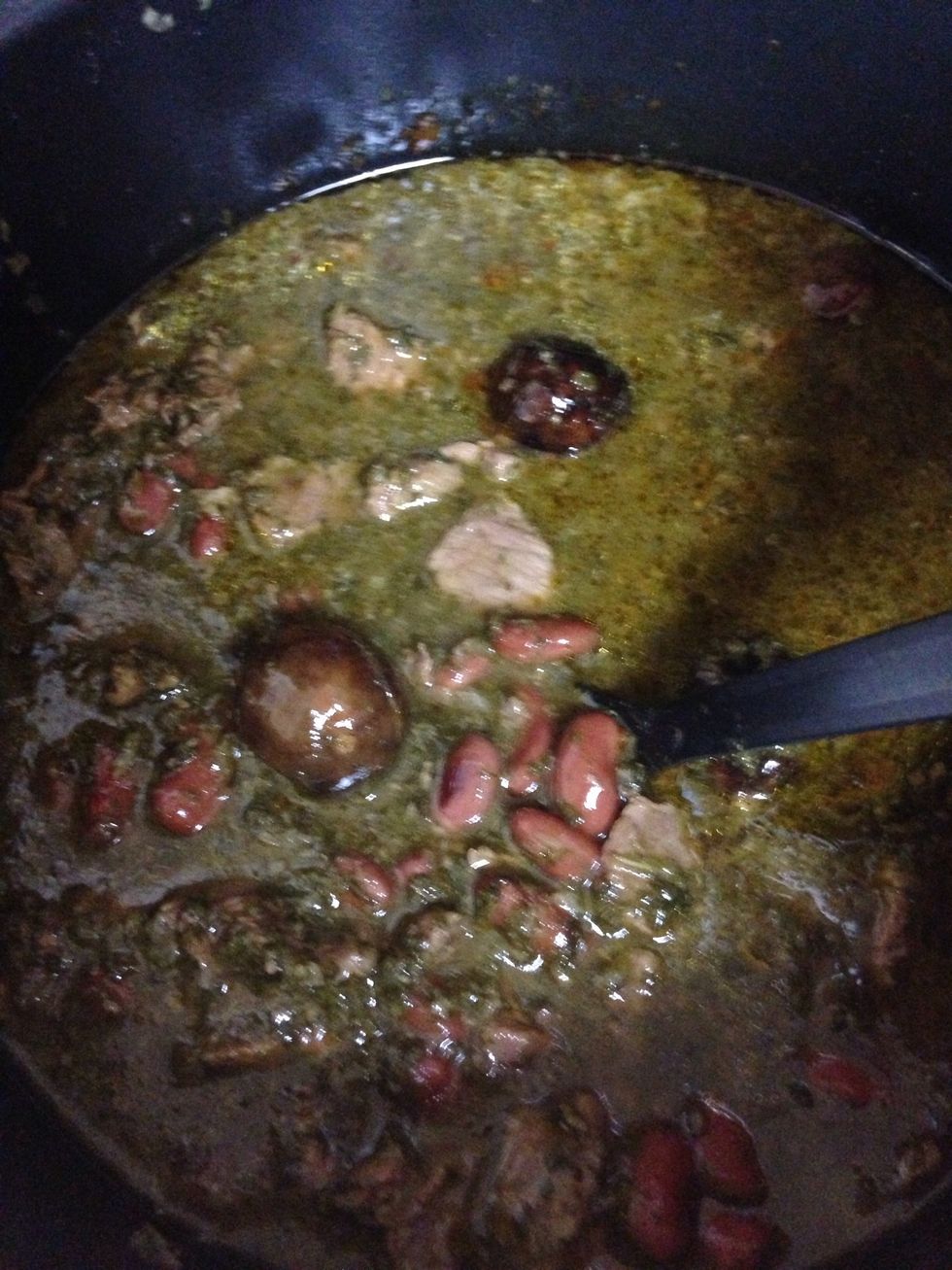 The combination of herbs and dried lime is just divine and reminds me of Iran each and every time I prepare this meal for my family. Notice I didn't saut\u00e9 the herbs so nice and healthy.