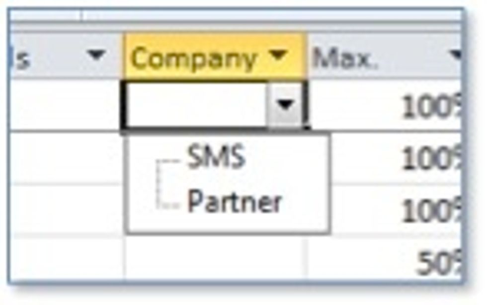 The Company field is pre-loaded with \u2018SMS\u2019 and \u2018Partner\u2019. You can add new Companies and they will appear in the drop down