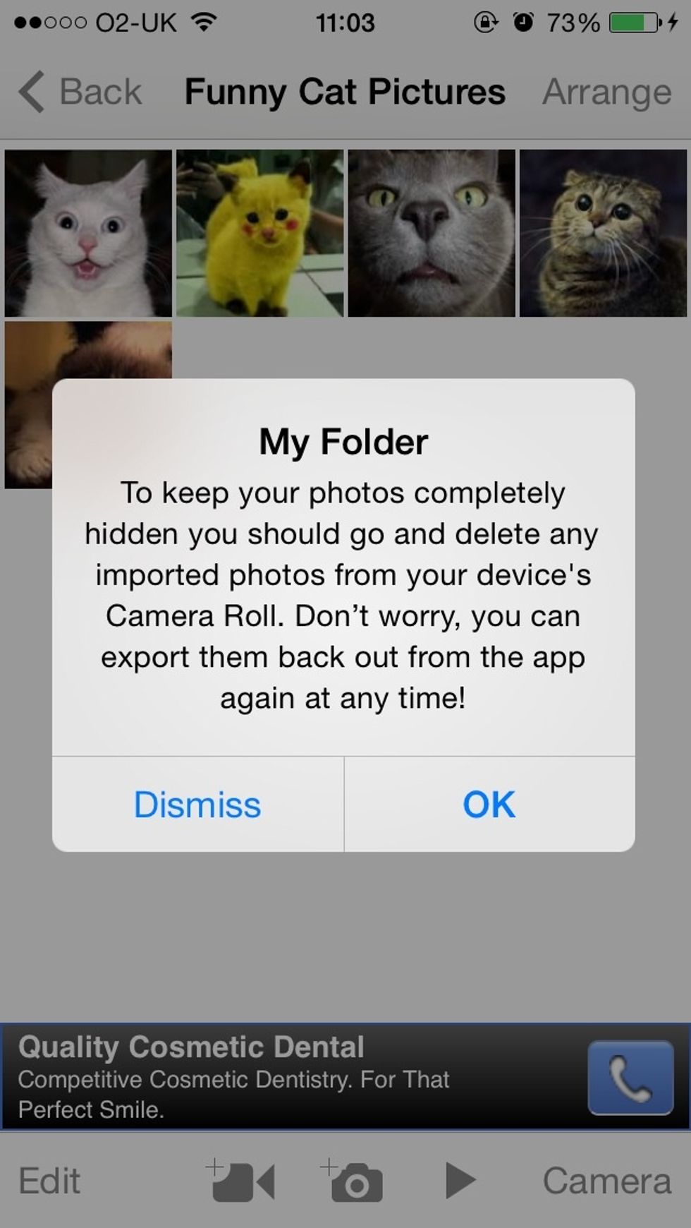 The content will then import into your chosen 'My Secret Folder' album. Be sure to delete the content from your iOS albums to keep it as secure as possible!