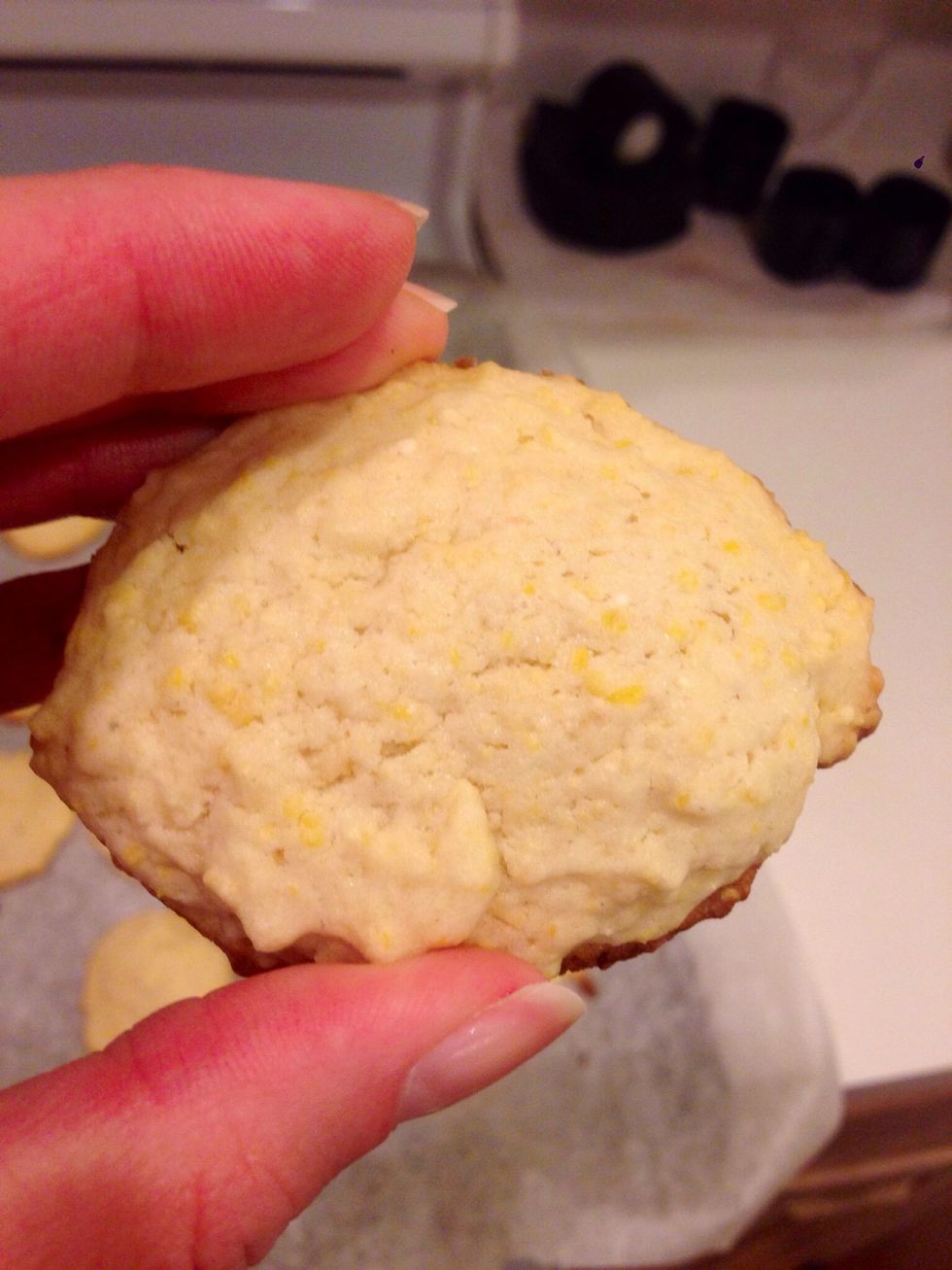 The cookies will be light yellow on top!