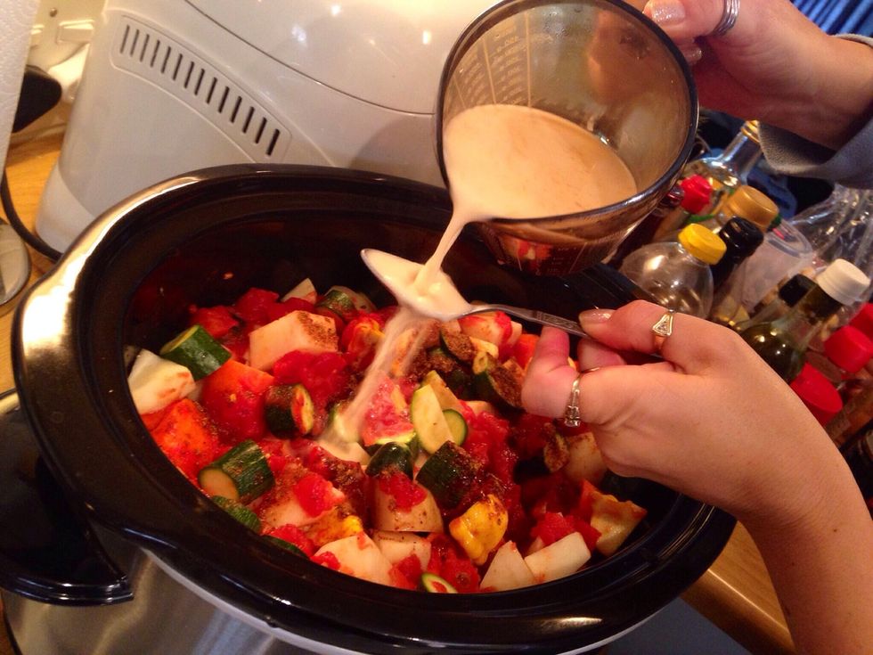 The cornflour will thicken the stew. (It is because of this that I prefer to cook the potatoes in a separate pot of water - they cook quicker and have a better texture).