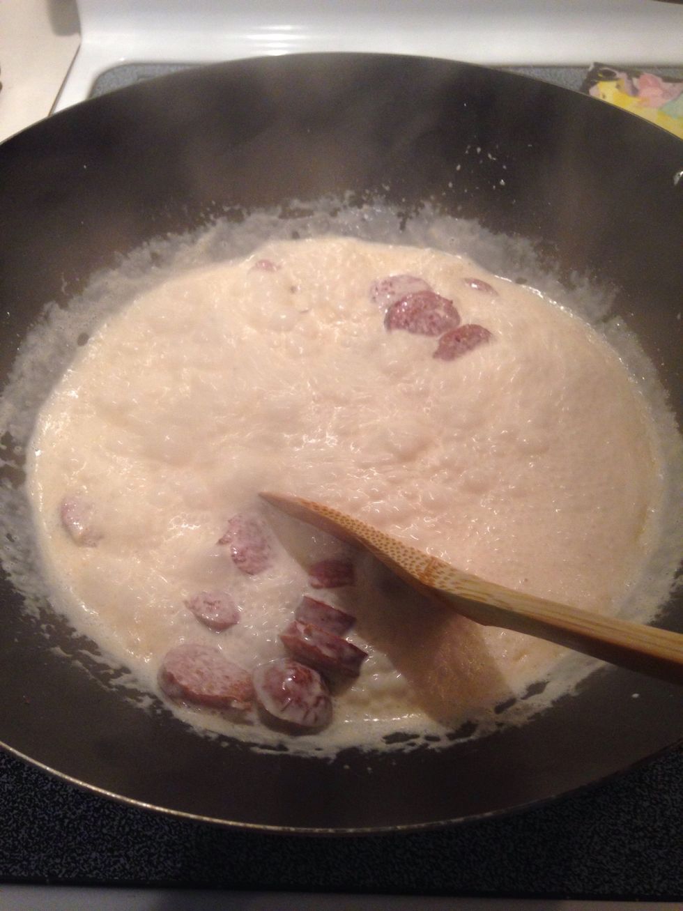 The cream will thicken quickly.