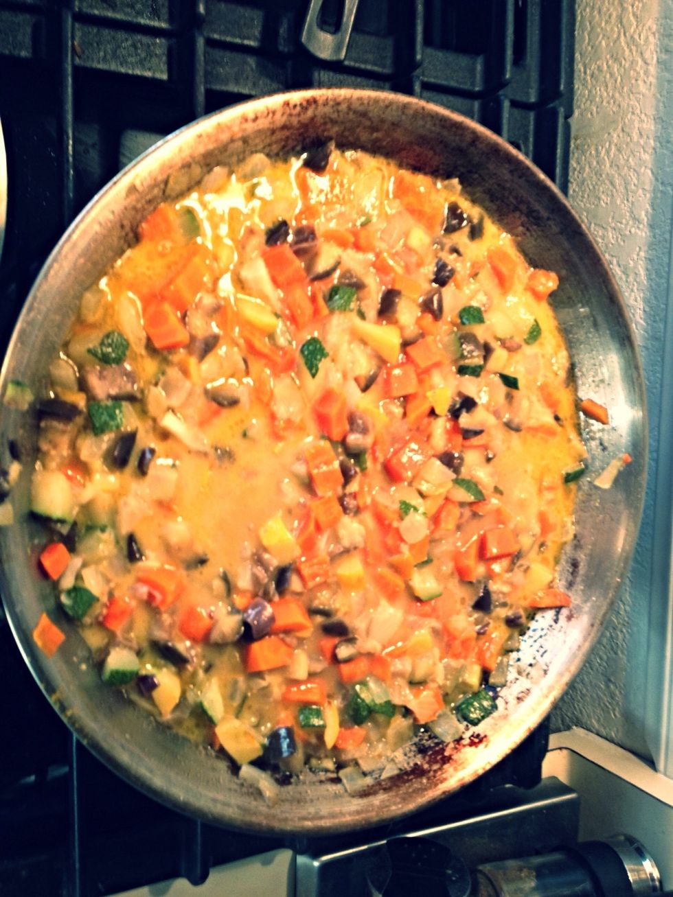 The curry is done. Taste and season with salt and pepper.