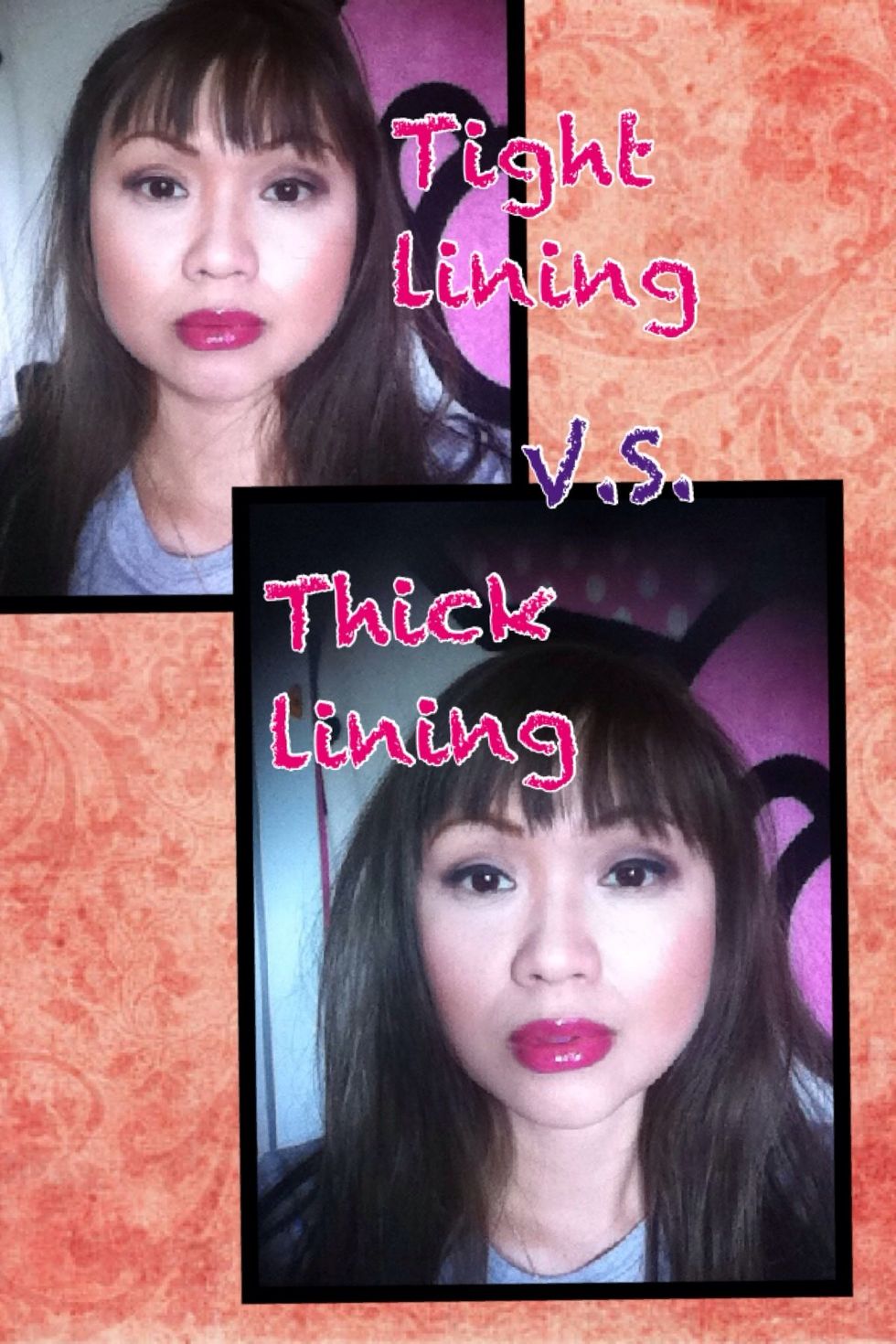 The difference between tight lining and thick lining. Natural vs bold. If you are using a bold mascara and don't want a dramatic look use tight lining.