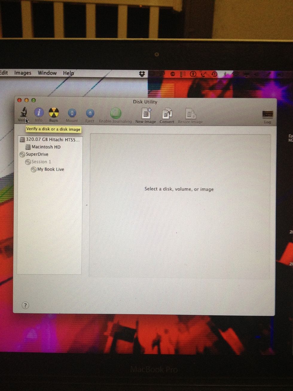 The Disk Utility Console launches...
