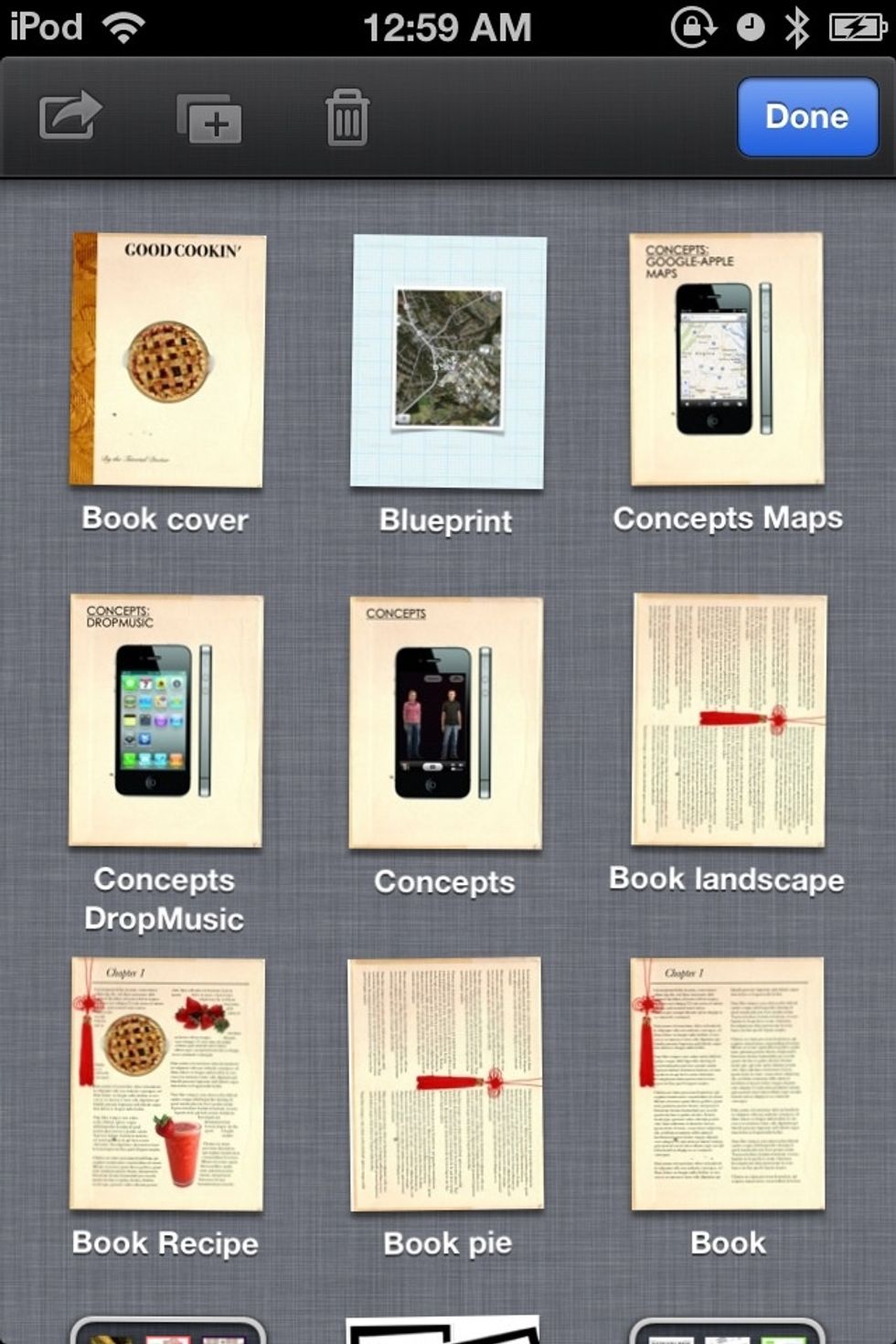 The documents start to wiggle. Tap the book you made.