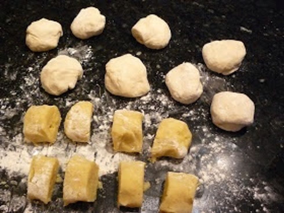 The dough and roti are almost the same size.