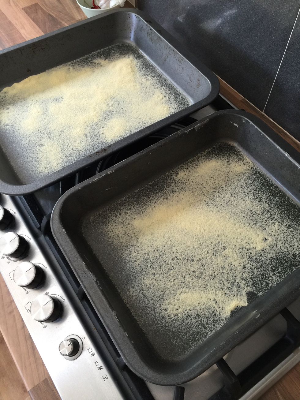 The dough will be cut in two, so two trays are needed.