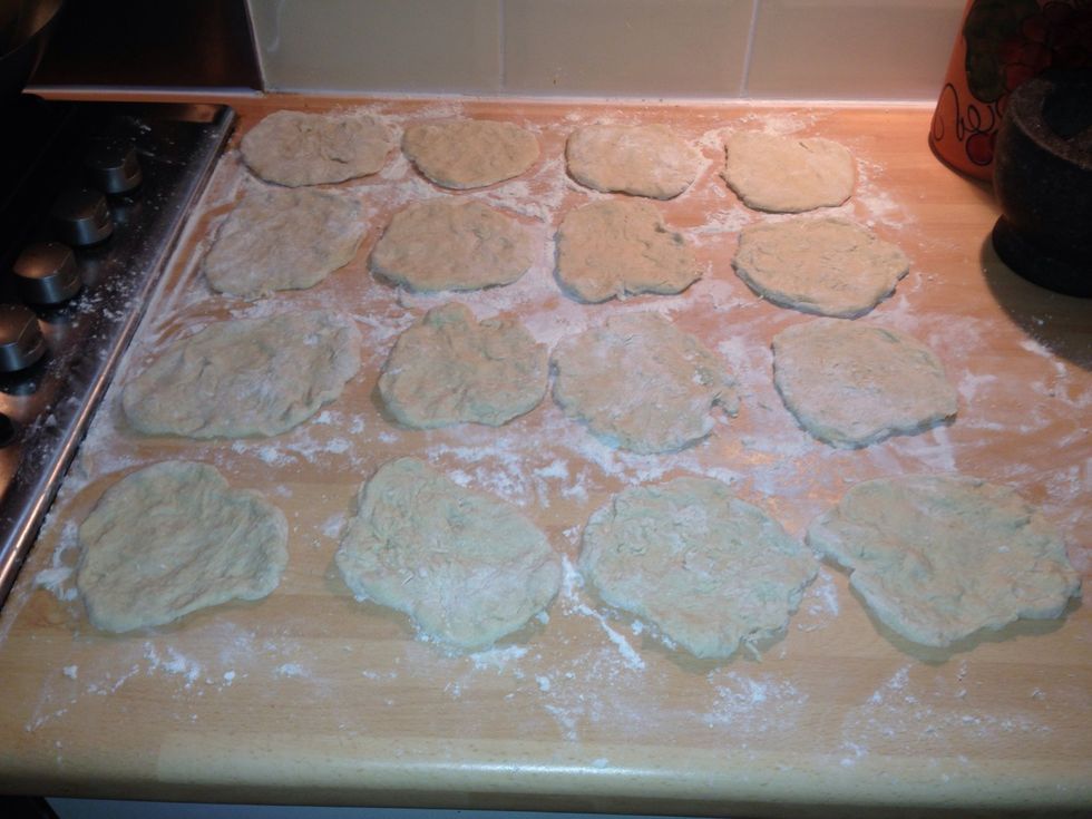 The dough will still be really sticky so keep the flour to hand for regular sprinkling!