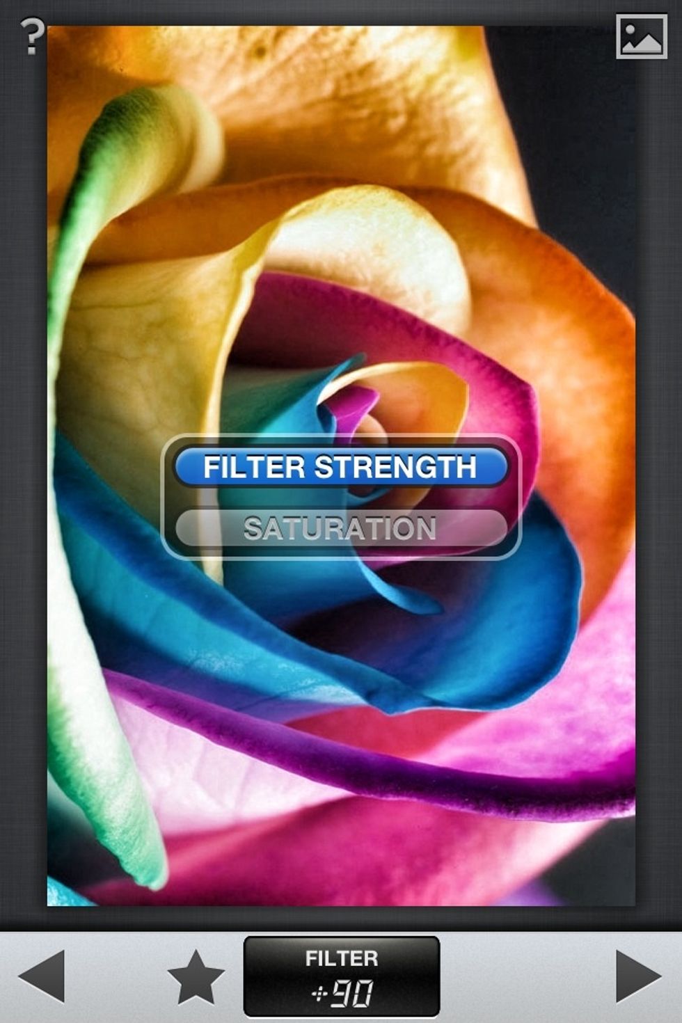 The Drama menu. Filter Strength adjusts how strong "drama" comes through.