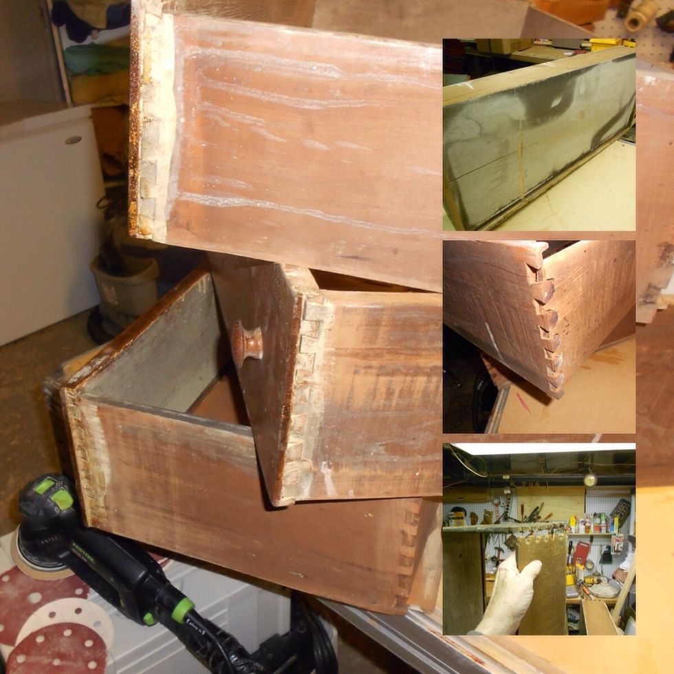 The drawers in this cabinet were not worth saving and since side mount drawer slides will be installed and the drawers themselves will be modified, only the fronts are needed.