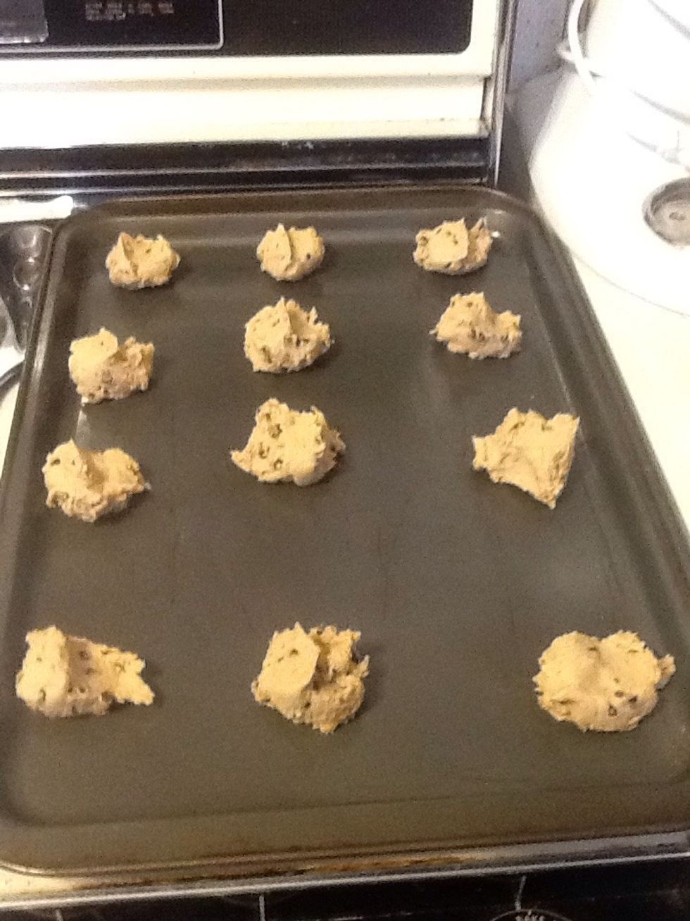 The drop by tsp on the baking sheet