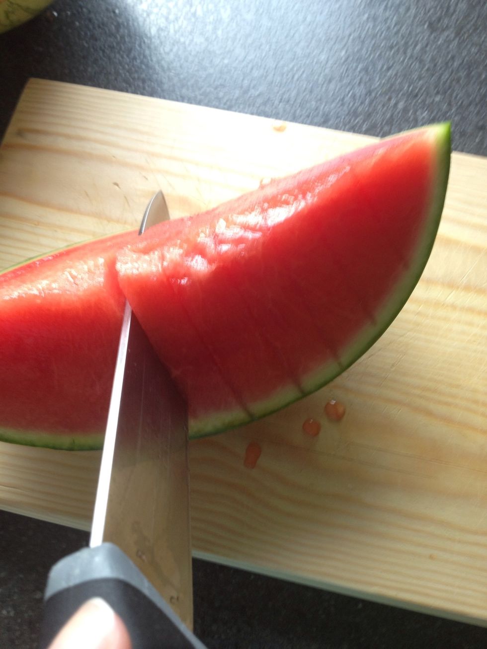 The easiest way to slice it is by cutting vertically like here and then horizontally to get the pieces off.