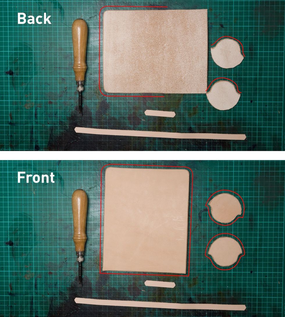 The edges where the sides will be joined with the main leather are not bevelled.