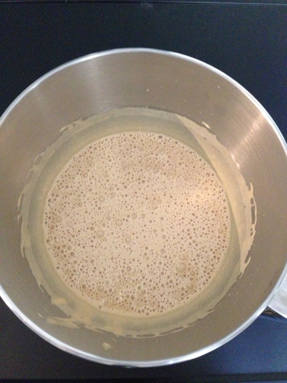 The eggs + sugar. Add the honey