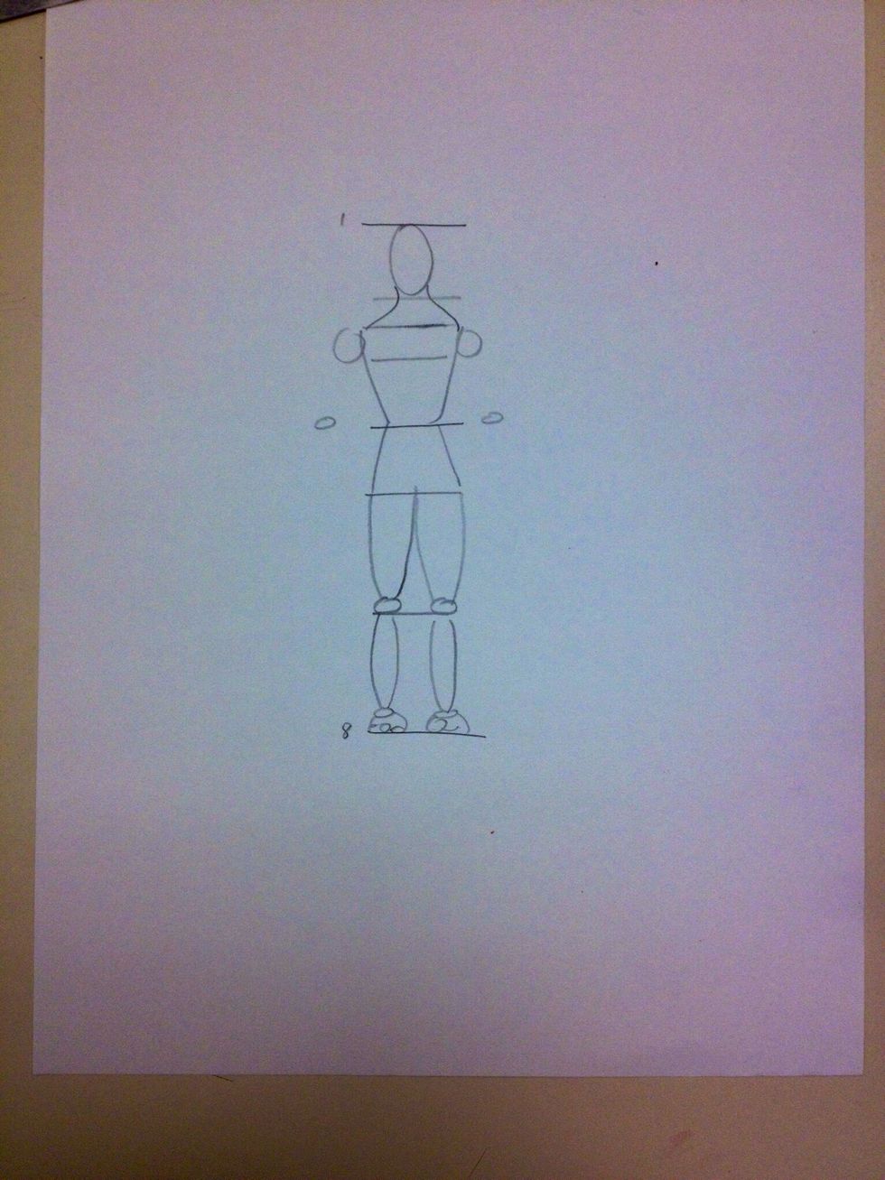 The elbows are at the natural waist.