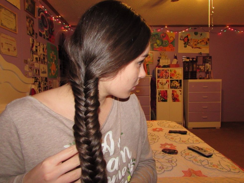 The end result of a fishtail braid.