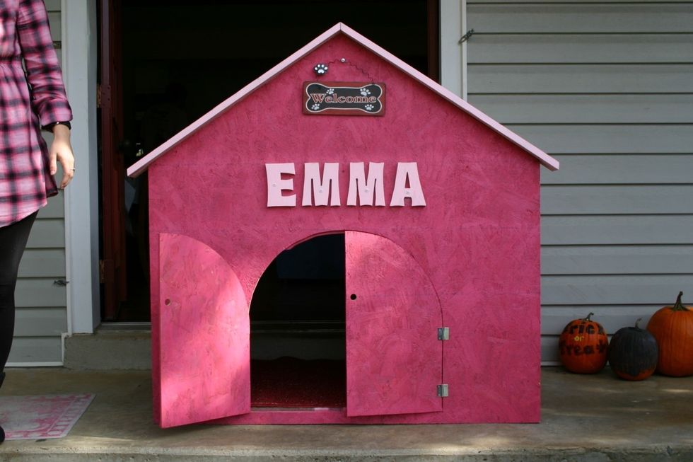 The entrance - this was supposed to be made from a card board box but my husband went a little overboard. The kids crawled through to go inside.