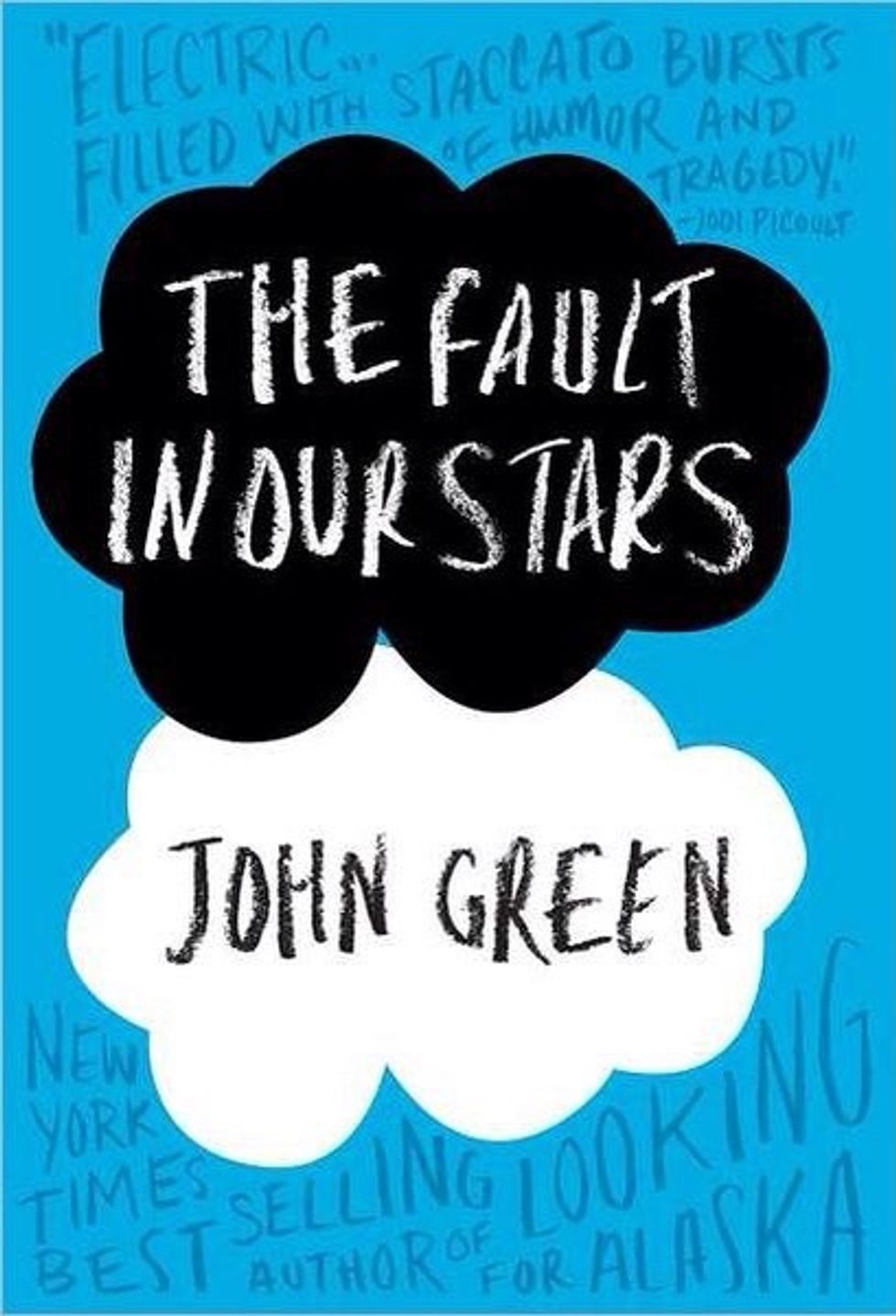 The fault in our stars- a realistic fiction romance book. If you do not like sad books I do not recommend this. It is only 2 parts really. The movie is also good