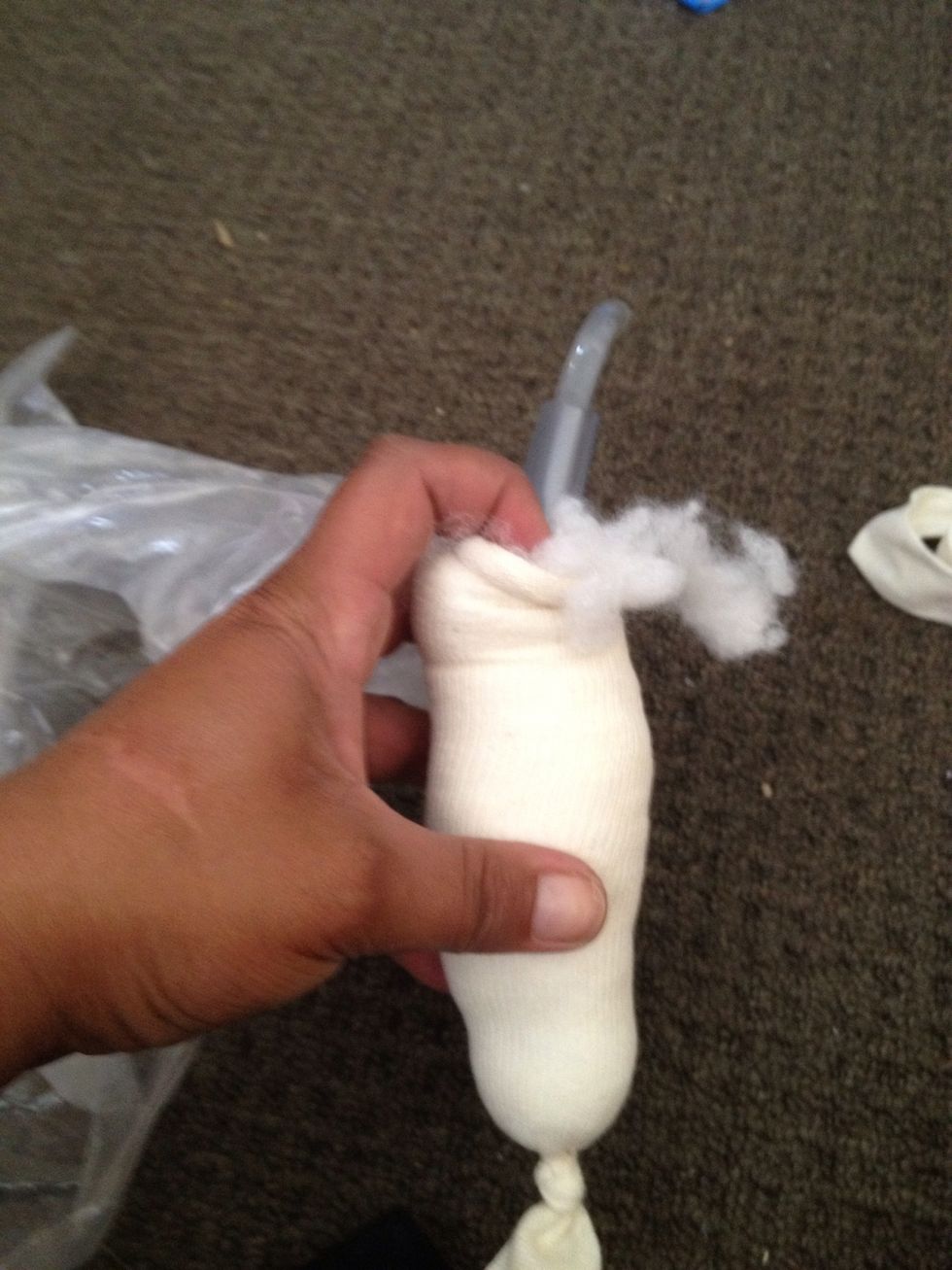 The "filter sock" takes shape