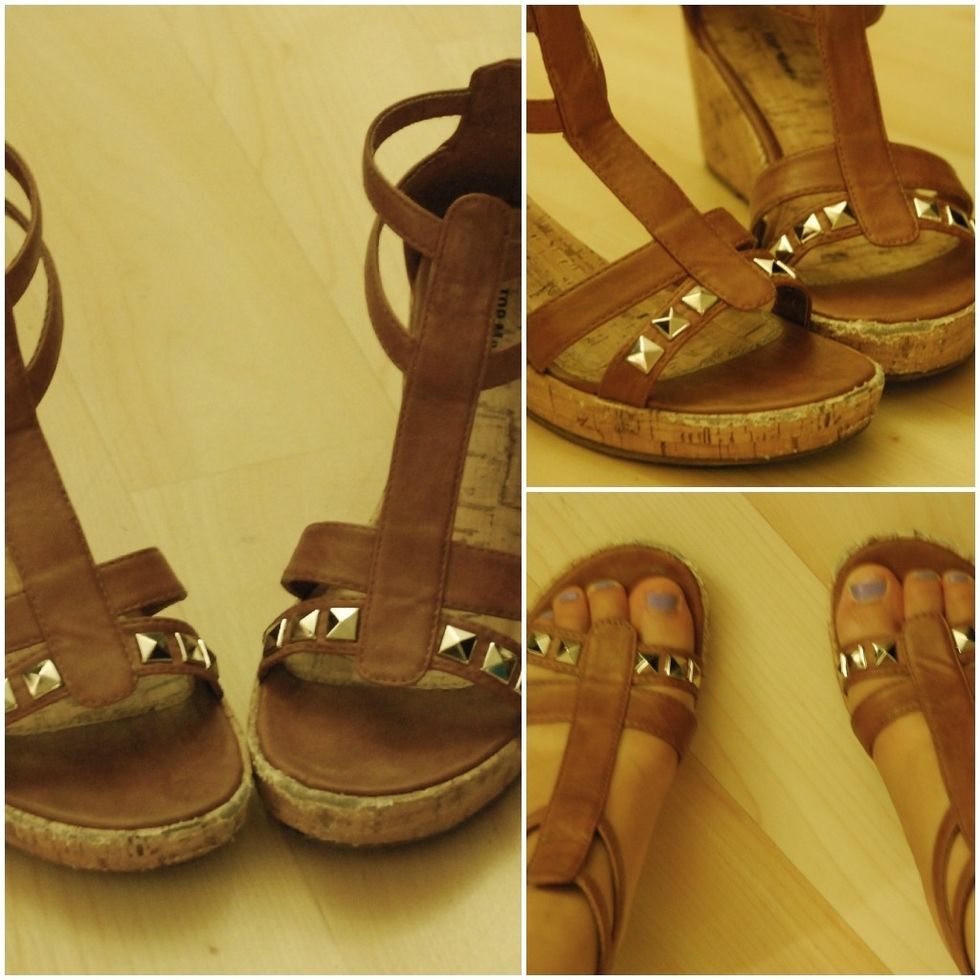 The final product! I decided to only stud the first row, but it's up to you & your creativity as to how much you decide to stud. Enjoy your revamped shoes(: