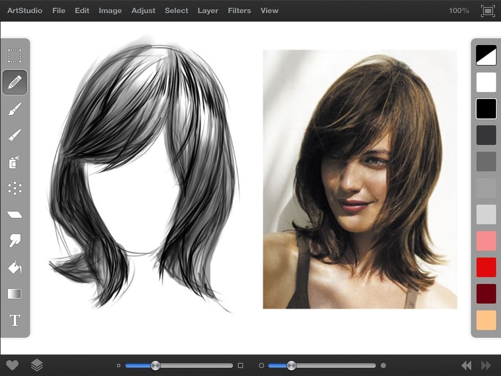 The final stage is to go in with a soft edge brush or light strokes with the pencil and block in extra shadows to help add contrast to the drawing making it pop! And that's it! You have drawn hair!